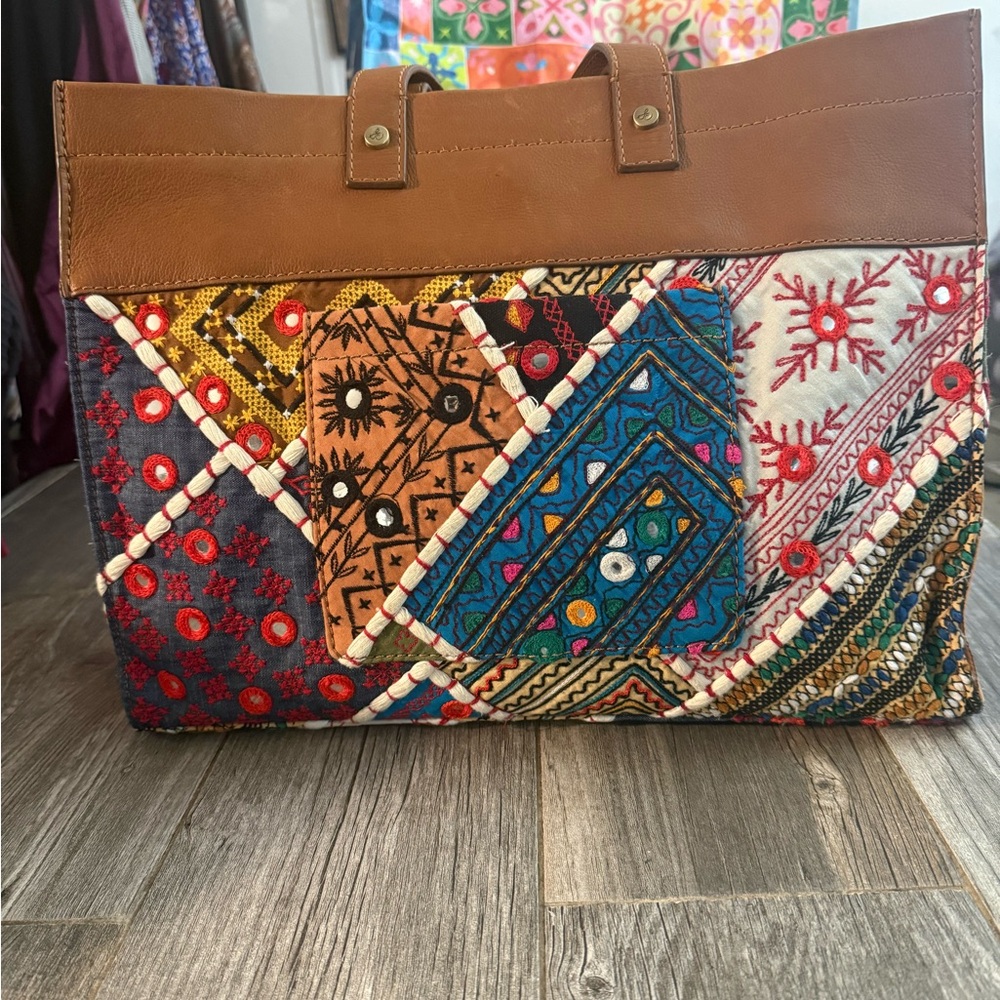 Sam Edelman Multicolor Patchwork Tote With Brown … - image 1